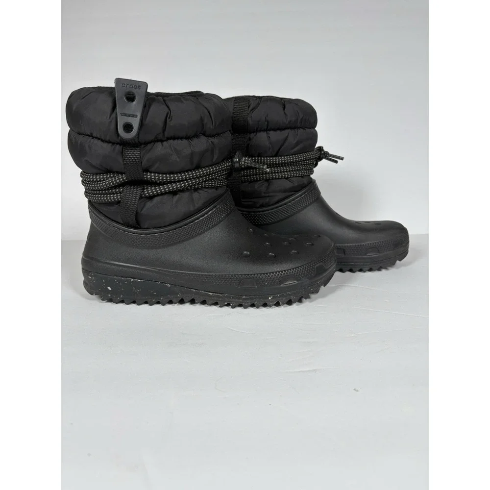Women's 11M Crocs Classic Neo Puff Luxe Boots Black 207312-001 Winter Waterproof